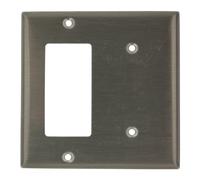 Leviton S1426-N - Placca a muro con combinazione di dispositivi decora/GFCI a 2 moduli, in acciaio inox