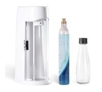 Levivo Gasatore WATER, Include Bottiglia di Vetro e Cilindro di CO2, Adatto per Cilindri di CO2 da 0,6 l e 1,2 l, Evita il Faticoso Trasporto di Casse, Bianco