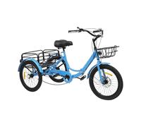 Levkitch 20 pollici Triciclo per adulti Biciclette a 3 Ruote con Cestino, 7 marce Tribike da Pieghevole Bicicletta Cargo per adulti, anziani e donne, altezza regolabile (Blu)