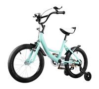 Levkitch Bicicletta per bambini da 16 pollici, per bambine da 5 a 8 anni, con cestello anteriore e stabilizzatori, regolabile in altezza, con ruota ausiliaria (verde)