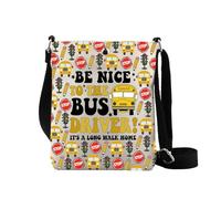 LEVLO Borsa a tracolla con scritta "Be Nice To The Bus Driver Back To Bus Driver Back To Bus Driver Apprezzamento Regalo Bus Scuola Crossbody Bag, Al Bus Cb2, large