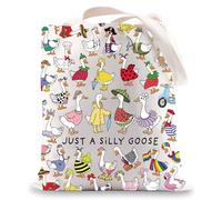 LEVLO Borsa a tracolla in tela con oche stupida idea regalo per gli amanti dell'oca stupida, Just Silly Tote, Medium