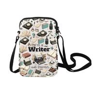 LEVLO Borsa a tracolla per scrittore e romanziere, con scritta "I'm A Writer I Create Universes", idea regalo letteraria, Scrittore Crea Cbag, Borsa a tracolla