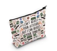 LEVLO Borsa cosmetica per chiropratico, massaggiatore, idea regalo "I Can't Adjust Your Attitude But I Can Adjust Your Spine Your Spine Zipper Pouch Bag Chiropratico Laurea Regalo, NON POSSO REGOLARE