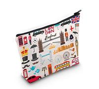 LEVLO Borsa per cosmetici a tema britannico, regalo per il Regno Unito, con chiusura lampo, Londra, Borsa cosmetica