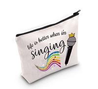 LEVLO Borsa per il trucco con scritta "Life Is Better When I'm Singing", con cerniera, per donne e ragazze, Quando sto cantando, Trousse per trucchi