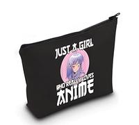 LEVLO Borsa per il trucco per gli amanti degli anime, idea regalo per gli amanti degli anime, borsa per il trucco per le donne, Loves Anime Nero, Trousse per cosmetici