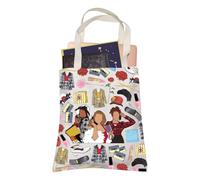 LEVLO Borsa per la spesa per il giorno della galentina del film millenario anni '90 con motivo scozzese giallo rosa borsa tote di compleanno danza dramma regalo per fidanzata moglie, Abito giallo