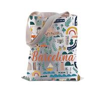 LEVLO Borsa tote con mappa di Barcellona, souvenir da viaggio, idea regalo per Barcellona, mappa stradale, borsa per la spesa, regalo per trasferirsi a Barcellona, Barcellona, Small