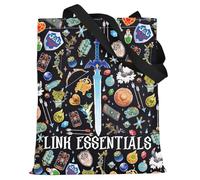 LEVLO Borsa tote in tela con gioco dei cartoni animati, regalo per fan, Borsa Link Nero, Medium