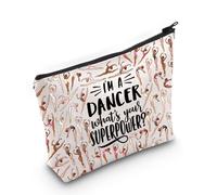 LEVLO Divertente borsa cosmetica ballerina Recitals Regali I'm a Dancer What's Your Super Power Makeup Zipper Pouch Bag per squadre di danza insegnante di danza, Borsa DANCER F, Large, Borsa per