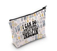 LEVLO Divertente borsa cosmetica per la consapevolezza del diabete, regalo per diabetici I Can Do Anything Except Make Insulin Makeup Zipper Pouch Bag per donne e ragazze, Borsa per insulina F,