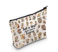 LEVLO Divertente borsa cosmetica tigre regalo amante degli animali solo una ragazza che ama le tigri trucco borsa con cerniera sacchetto regalo amante della tigre per donne ragazze, Tigri, Borsa