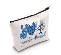 LEVLO Felice Hanukkah Cosmetic Make Up Bag Ebraico Regali Idea Pace Amore Hanukkah Trucco Cerniera Sacchetto Sacchetto Sacchetto Per Amico Famiglia, Peace Love Hanukkah
