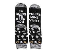 LEVLO Romantasy Bookish Stocking I'm Going To Keep You You're Mine Violet Crew Socks Violence Dragon, regalo per uomini e donne, TI TERRÀ, M