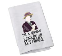 LEVLO Strofinaccio da tè e caffè con scritta in inglese "I'm a woman I can be" (lingua italiana non garantita)