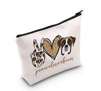 LEVLO Trousse per cosmetici con cane boxer, pochette con cerniera, idea regalo per donne e ragazze, Boxer Amore Pace, Trousse per trucchi