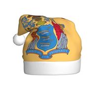 LEVNDIEJ Bandiera del New Jersey Santa Cappelli Adult,Cappello di Natale,Vacanza Per Unisexxmas Cappello Per Capodanno Festa Festiva