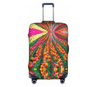 LEVNDIEJ Coperture variopinte della valigia della stampa dei tulipani per la copertura elastica dei bagagli perfetta per i viaggi di lavoro, bianco, Large