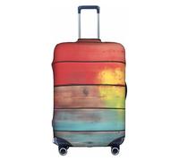 LEVNDIEJ Coperture variopinte dipinte della valigia della stampa di legno per la copertura elastica dei bagagli dei bagagli perfetta per i viaggi di, bianco, X-Large