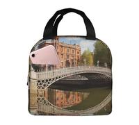 LEVNDIEJ Dublino Irlanda Ha Penny Bridge Fiume Stampa Borsa Pranzo Per Le Donne Degli Uomini Riutilizzabile Lunch Box Isolato Borsa Per Il Pranzo Per Il Lavoro Viaggi