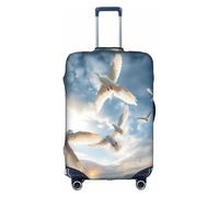 LEVNDIEJ Flock Of Birds1 - Copertura elastica per valigia, perfetta per viaggi di lavoro, bianco, Small