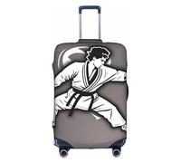 LEVNDIEJ Karate-Highkick-Icon stampa di valigie per bagagli copertura elastica perfetta per viaggi di lavoro, bianco, Large