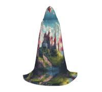 LEVNDIEJ Magic Fairy Tale Castle01 - Mantello con cappuccio per donne e uomini, costume medievale per Halloween, travestimento cosplay, nero, Large