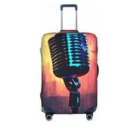 LEVNDIEJ Microfono Con Stampa Nota Musicale Coprivaligie Per Bagagli Elastica Copertura Dei Bagagli Perfetto Per Viaggi Di Lavoro, bianco, X-Large