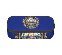 LEVNDIEJ New Hampshire State Flag Print Pencil Case Grande Capacità Penna Bag Matita Pouch Box Organizer Per College Lavoro Viaggio