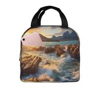 LEVNDIEJ Pietre Blu Mare Oceano Alba Montagna Stampa Borsa Pranzo Per Le Donne Uomini Riutilizzabile Lunch Box Isolato Borsa per il pranzo Per Lavoro
