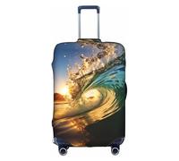 LEVNDIEJ Seaside Grand Waves Tidal Print Valigie Copre Per Bagagli Elastica Copertura Dei Bagagli Perfetto Per Viaggi Di Lavoro Viaggi, bianco, Medium