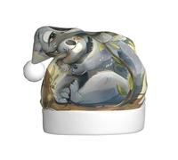 LEVNDIEJ Simpatico Koala mamma e bambino cappelli di Babbo Natale adulto, cappello di Natale, vacanza per unisex cappello per Capodanno festa festiva