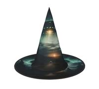LEVNDIEJ Ufo At Night Stampa Halloween Streghe Cappello Strega Costume Donna Cosplay Party Mago Cappello Accessorio Per Le Donne