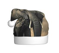 LEVNDIEJ Vecchio elefante e giovane elefante cappelli di Babbo Natale adulto, cappello di Natale, vacanza per cappello unisex per festa di Capodanno