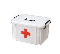 Levoberg Scatola per medicinali a 2 strati con scomparti per kit di emergenza familiare, 23,5 x 16,5 x 13,5 cm