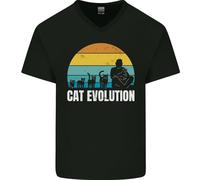 L'Evoluzione Dei Gatti Divertente Pazzo Uomo Maglietta In Cotone A V