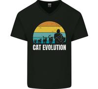 L'Evoluzione Dei Gatti Divertente Pazzo Uomo Maglietta In Cotone A V