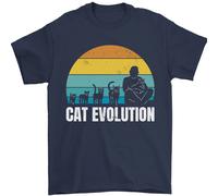 L'Evoluzione Dei Gatti Divertente Pazzo Uomo T-Shirt 100% Cotone