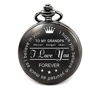 LEVONTA Regalo da uomo per San Valentino, compleanno, laurea, festa del papà, calze di Natale, orologio da tasca personalizzato per lui, Nero , A mio nonno