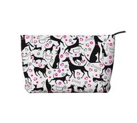 Levrieri e cuore di zampa, Borsa per cosmetici in velluto a coste Borsa per il trucco Borsa da viaggio portatile