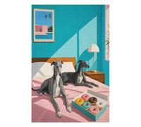 Levrieri in camera da letto luminosa Puzzle 1000 Pezzi in Legno | Camera a blocchi di colore, Animale domestico moderno, Cubismo, Struttura in Legno, Sfida Impegnativa, Puzzle per Famiglia