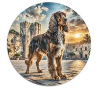 Levriero afgano 1000 pezzi puzzle rotondi per bambini e adulti giochi educativi forma unica impossibile per regalo di Natale creativo per adolescenti e adulti 1000 pezzi (67,5 x 67,5 cm)