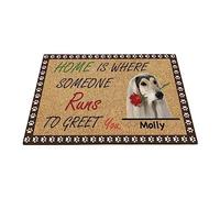 Levriero Afgano, Cane Divertente Personalizzato Con Rosa, Regalo Levriero Afgano La Casa È Dove Qualcuno Corre Zerbino Di Benvenuto Tappetini Porta Dingresso Divertenti Tappetino Da Bagno 40X60Cm