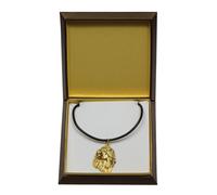 Levriero afgano tipo 2 - collana rivestita in oro in una scatola, Art Dog IT