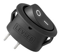 LEVSEB Interruttore a bilanciere ovale, 250 V, 6 A, 2 pin, SPST, interruttore on/off 22 x 14 mm, foro di montaggio ovale, interruttore da incasso nero non illuminato, spina piatta da 4,8 mm