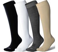 LEVSOX Calze a compressione per donne incinte, 20-30 mmHg, altezza al ginocchio, simpatiche e divertenti, da uomo, per infermieri, medici, viaggi, 4 Paia-mix2, Medium