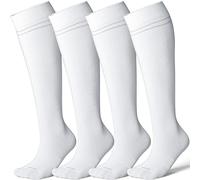 LEVSOX Calzini a compressione in bambù per donne e uomini, 20-30 mmHg, calzini di supporto carini per infermieri, donne incinte, viaggi, 4 Paia-bianco, Medium