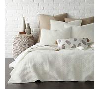 Levtex Home ATUIO Set trapunta a punto croce, 100% cotone, per letto matrimoniale/matrimoniale, 223,5 x 233,7 cm + 2 federe standard (66 x 50,8 cm) - Crema