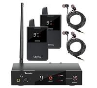 Levusu Pro UHF Dual Wireless In-Ear Monitor System con auricolare, 45,7 m, montaggio su rack, trasmettitore stereo IEM professionale e cintura per studio, prove di banda, prestazioni dal vivo (2